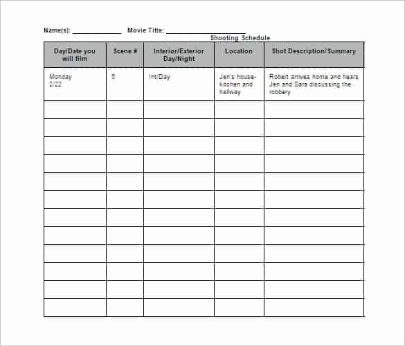 Photo Shoot Schedule Template Best Of Shooting Schedule Templates Find Word Templates