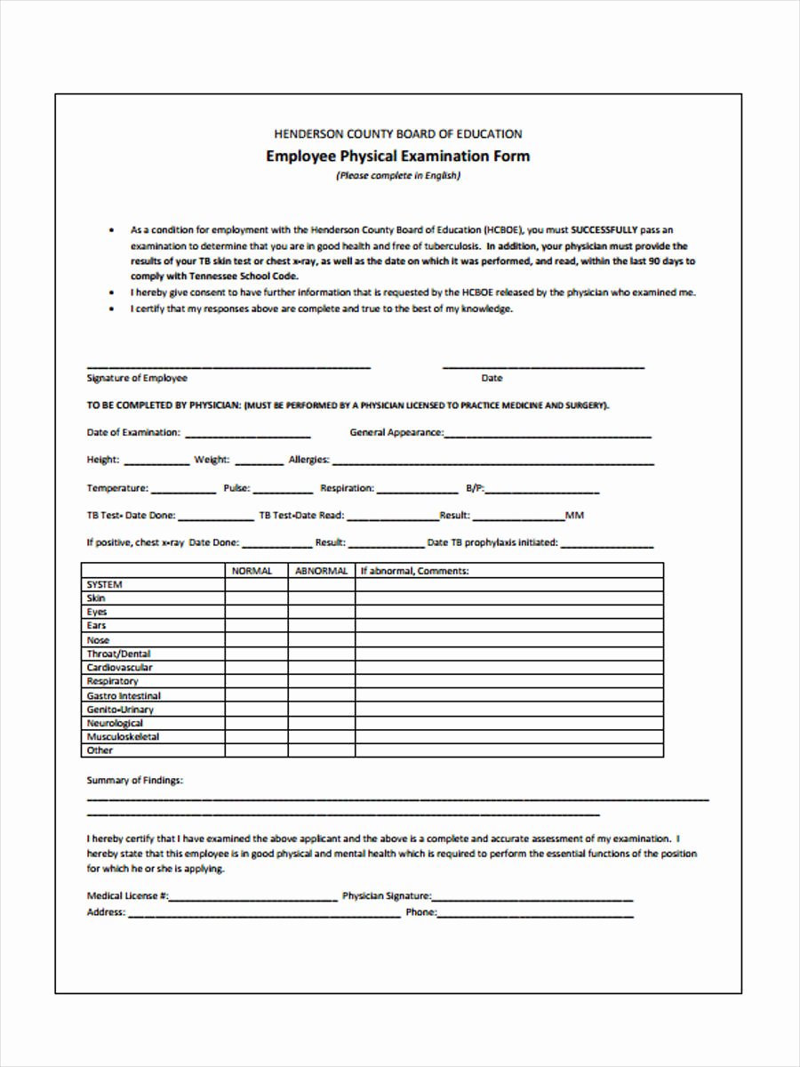 Physical Exam form Template Awesome Free 6 Physical Examination form In Samples Examples