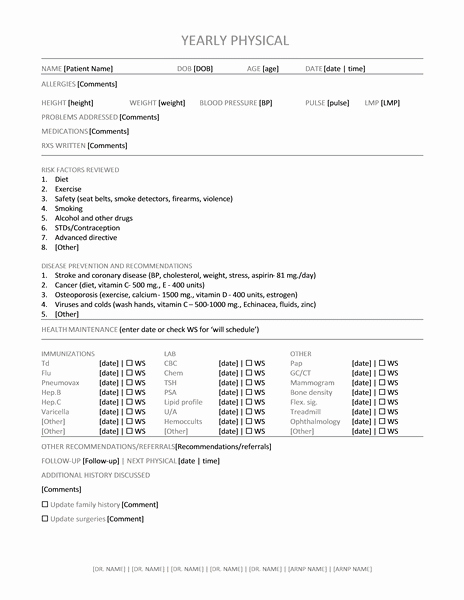 yearly physical exam online form templates microsoft word 2714