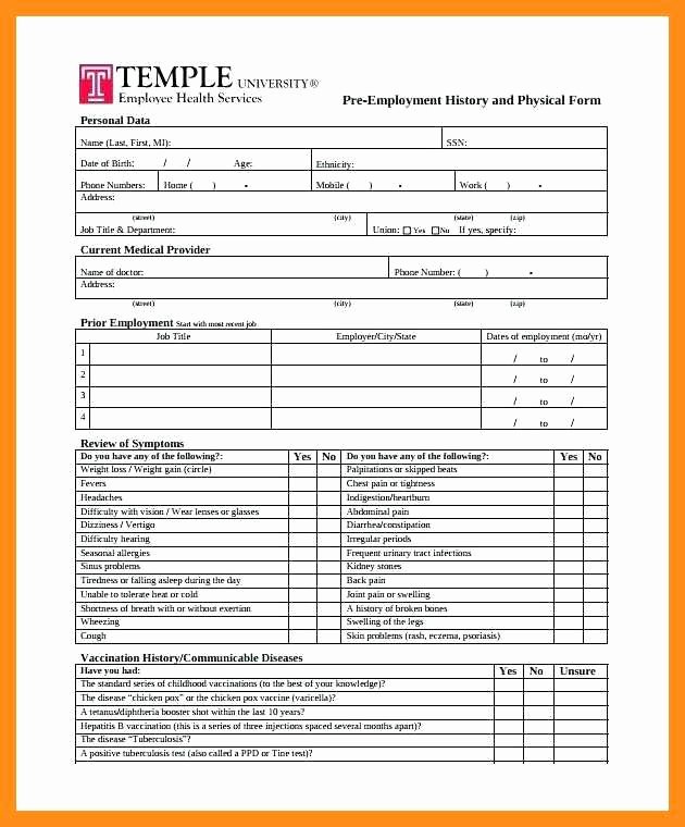 Physical Exam form Template Fresh 10 11 Physical Exam forms Templates