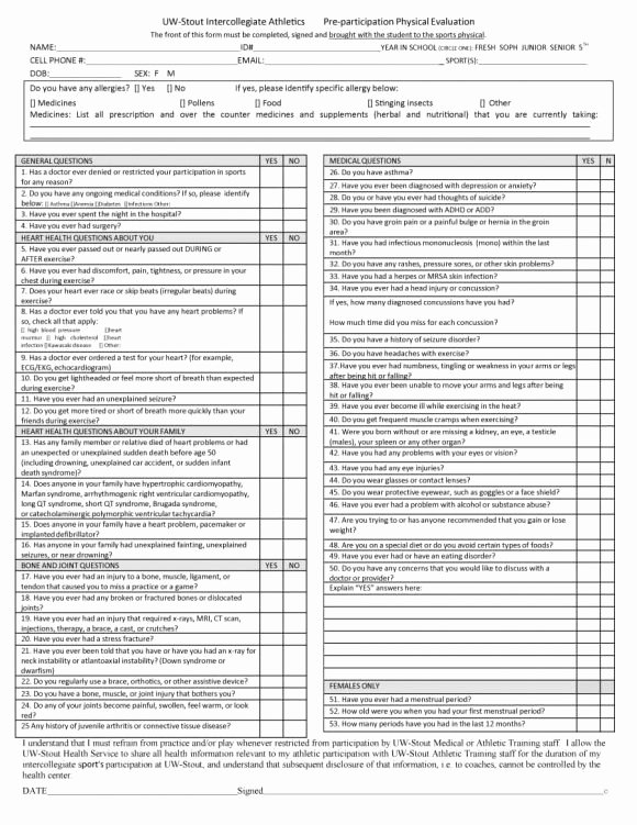 Physical Exam form Template Fresh 43 Physical Exam Templates &amp; forms [male Female]