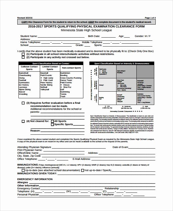 Physical Exam form Template Fresh 9 Sample Physical Exam forms Pdf