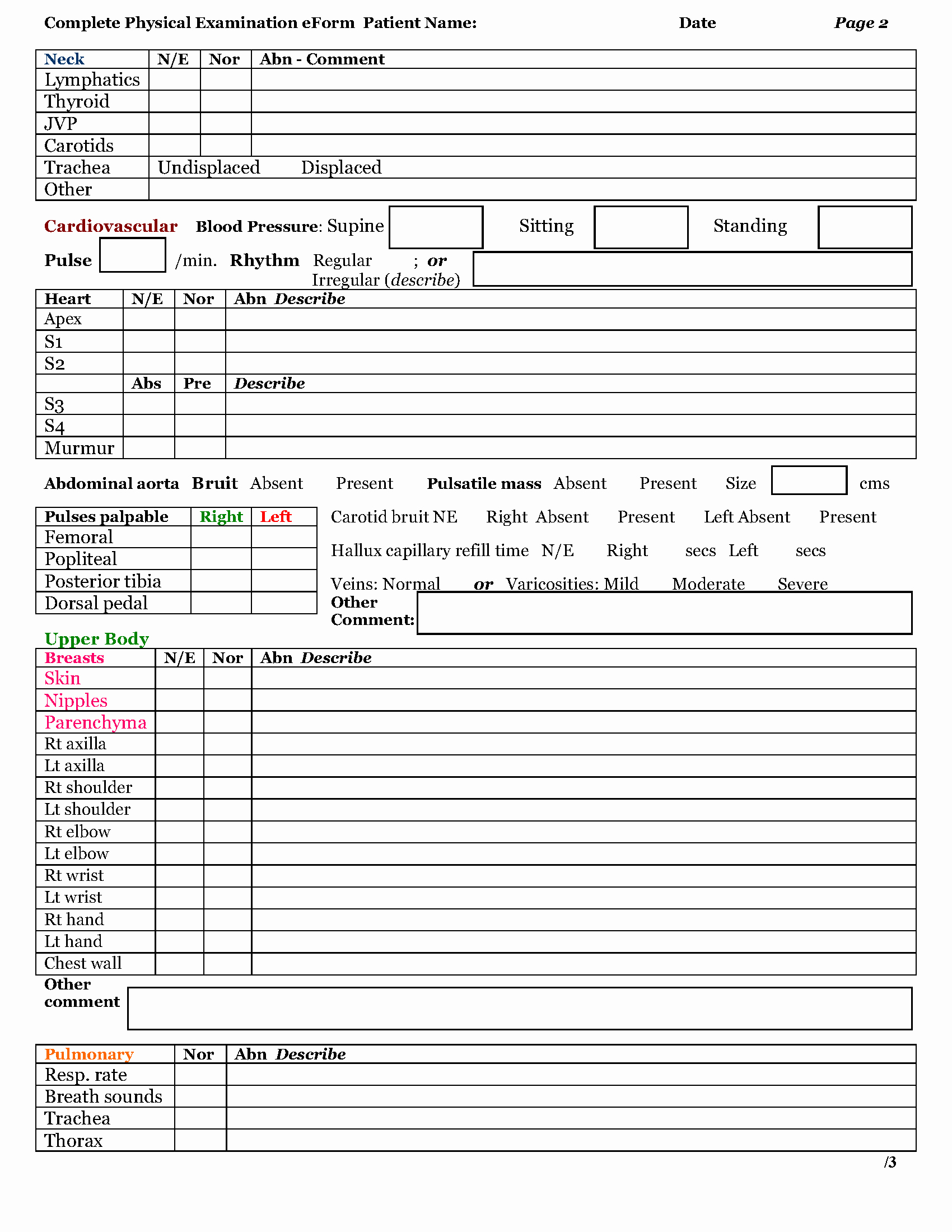 Physical Exam form Template Lovely 22 Of Template normal Physical Exam