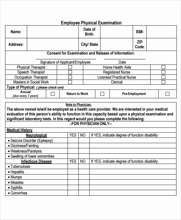 Physical Exam form Template Lovely 9 Sample Physical Exam forms Pdf