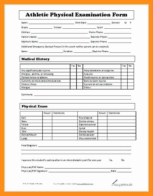 Physical Exam form Template Unique 10 11 Physical Exam forms Templates