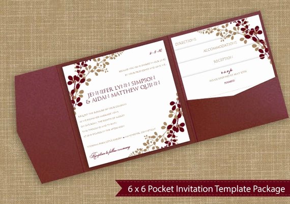 Pocket Wedding Invitation Template Best Of 6x6 Pocket Wedding Invitation Template Set by