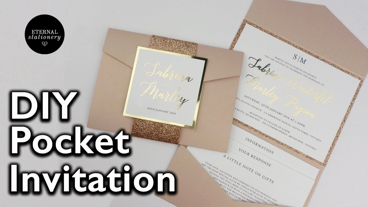 Pocket Wedding Invitation Template Inspirational Diy Gold Foil Pocket Folio Wedding Invitation with