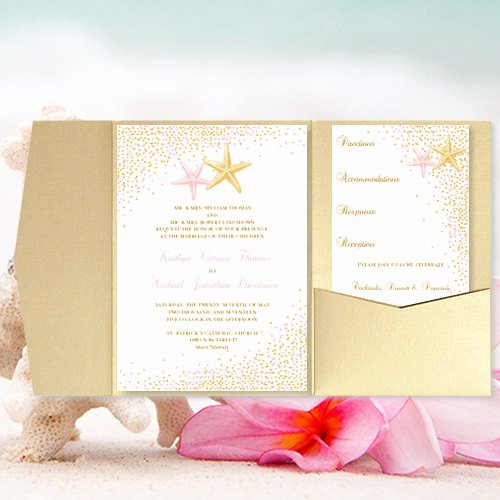 Pocket Wedding Invitation Template Inspirational Diy Pocket Fold Beach Wedding Invitation Confetti