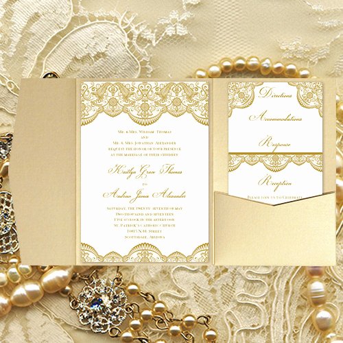 Pocket Wedding Invitation Template Inspirational Pocket Fold Wedding Invitations Vintage Lace by