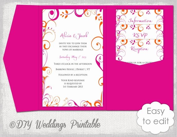 Pocket Wedding Invitation Template Lovely Pocket Wedding Invitation Template Diy Pocketfold Wedding