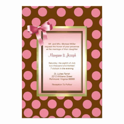 Polka Dot Invitation Template Fresh P5 Pink and Brown Polka Dot Invitation Template 5&quot; X 7