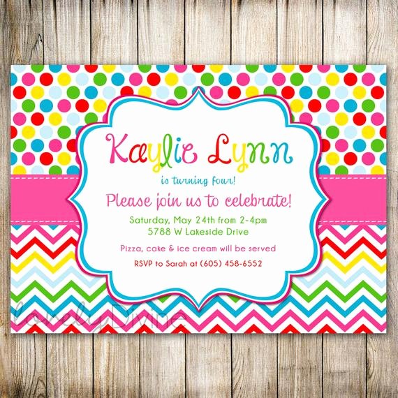 Polka Dot Invitation Template Inspirational Rainbow Birthday Invitation Polka Dots Chevron 1st Birthday