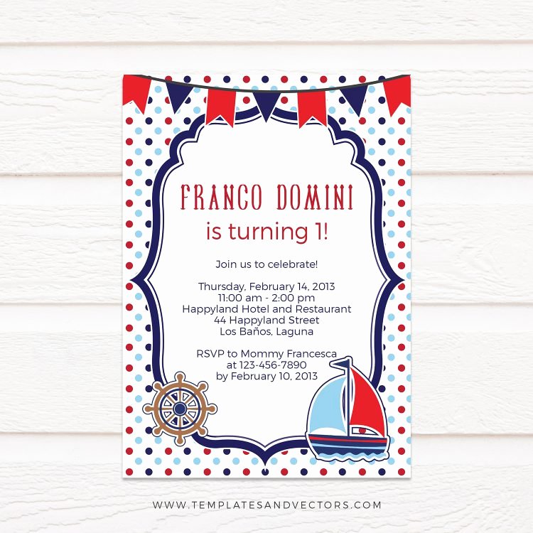 Polka Dot Invitation Template Inspirational Tvb022 Polka Dots Nautical Birthday Invitation Diy