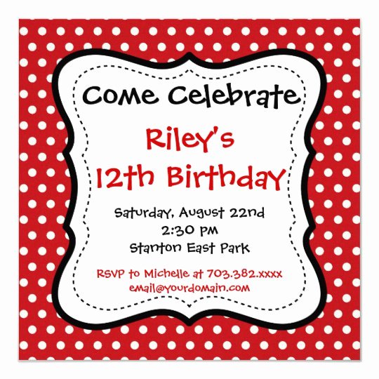 Polka Dot Invitation Template Lovely Red Black Polka Dots Birthday Party Invitations