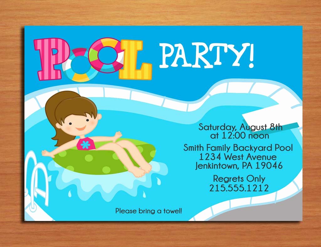 Pool Party Invitation Template Free Beautiful Free Printable Birthday Pool Party Invitations