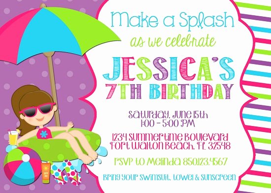 Pool Party Invitation Template Free Beautiful Free Printable Pool Party Birthday Invitations – Free