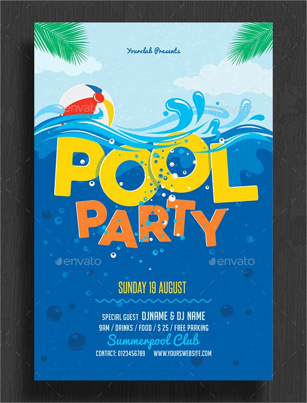 Pool Party Invitation Template Free Best Of 33 Printable Pool Party Invitations Psd Ai Eps Word