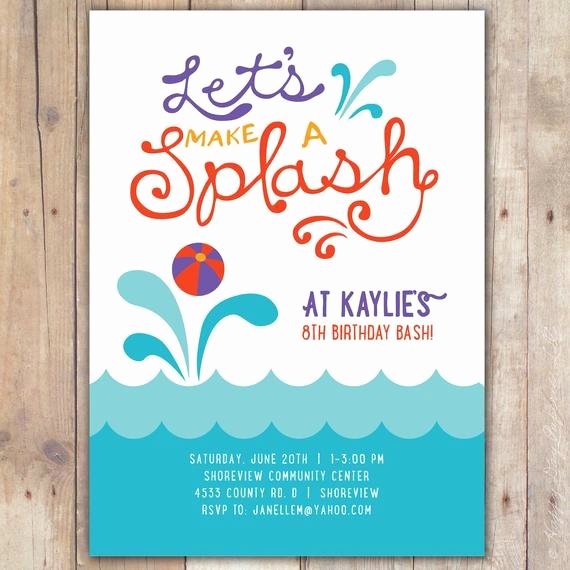 Pool Party Invitation Template Free Inspirational Splash Custom Digital Birthday Pool Party Invitation Invite