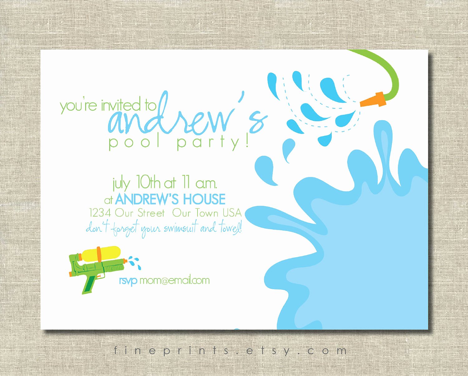 Pool Party Invitation Template Free Luxury Splash Swim Pool Party Printable Invitation by Fineprints