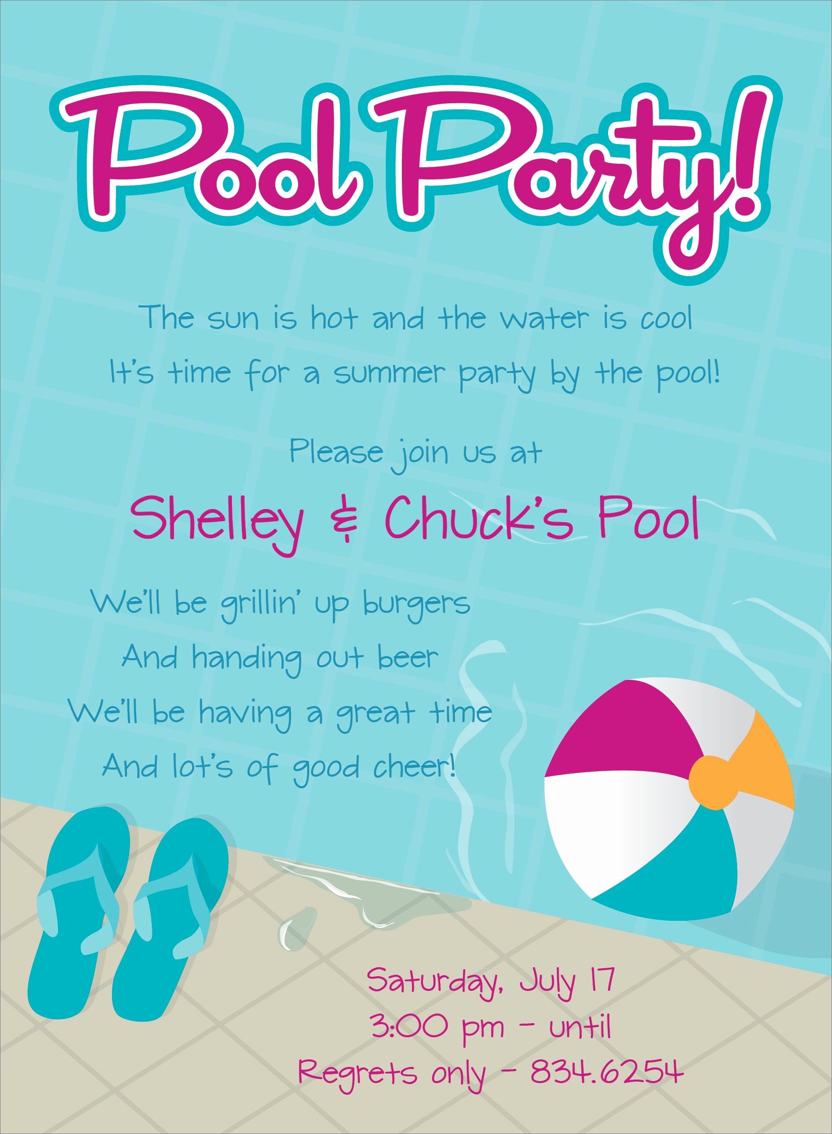 Pool Party Invitation Template Free Unique Pool Party Free Line Invitations