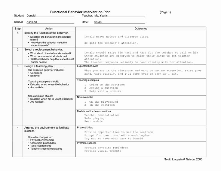 Positive Behavior Support Plan Template Awesome Behavior Plan