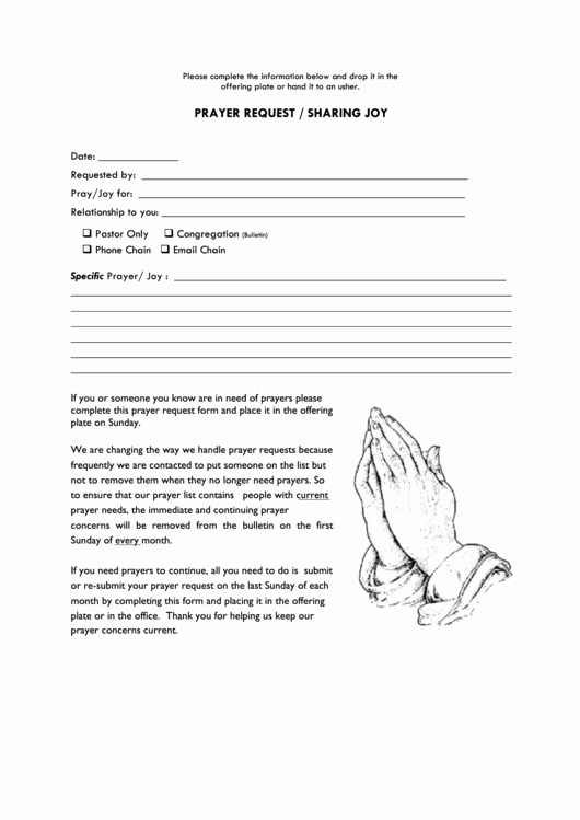 Prayer Request form Template Beautiful Prayer Request Sharing Joy Printable Pdf