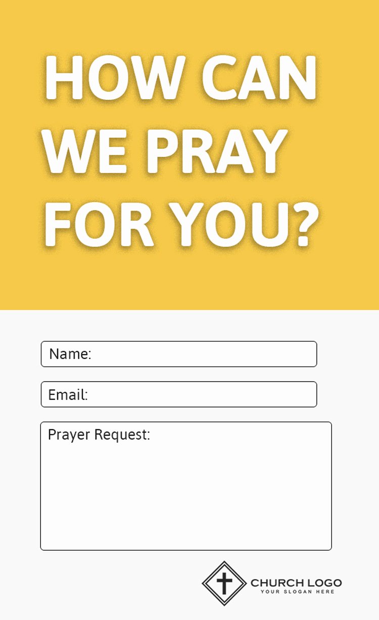 Prayer Request form Template Fresh Modern Church Connection Cards 5 Free Templates