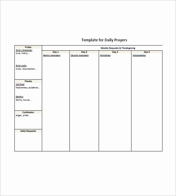 Prayer Request form Template Luxury Prayer List Template 8 Free Word Excel Pdf format