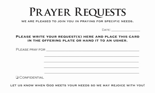 Prayer Request form Template New Prayer Request Card Pack Of 50