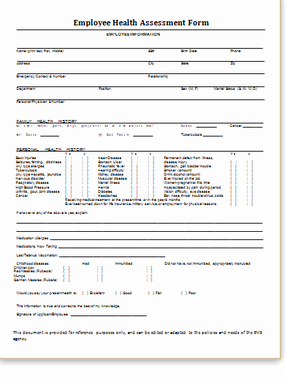 Pre Employment Physical form Template Awesome Employee Medical form
