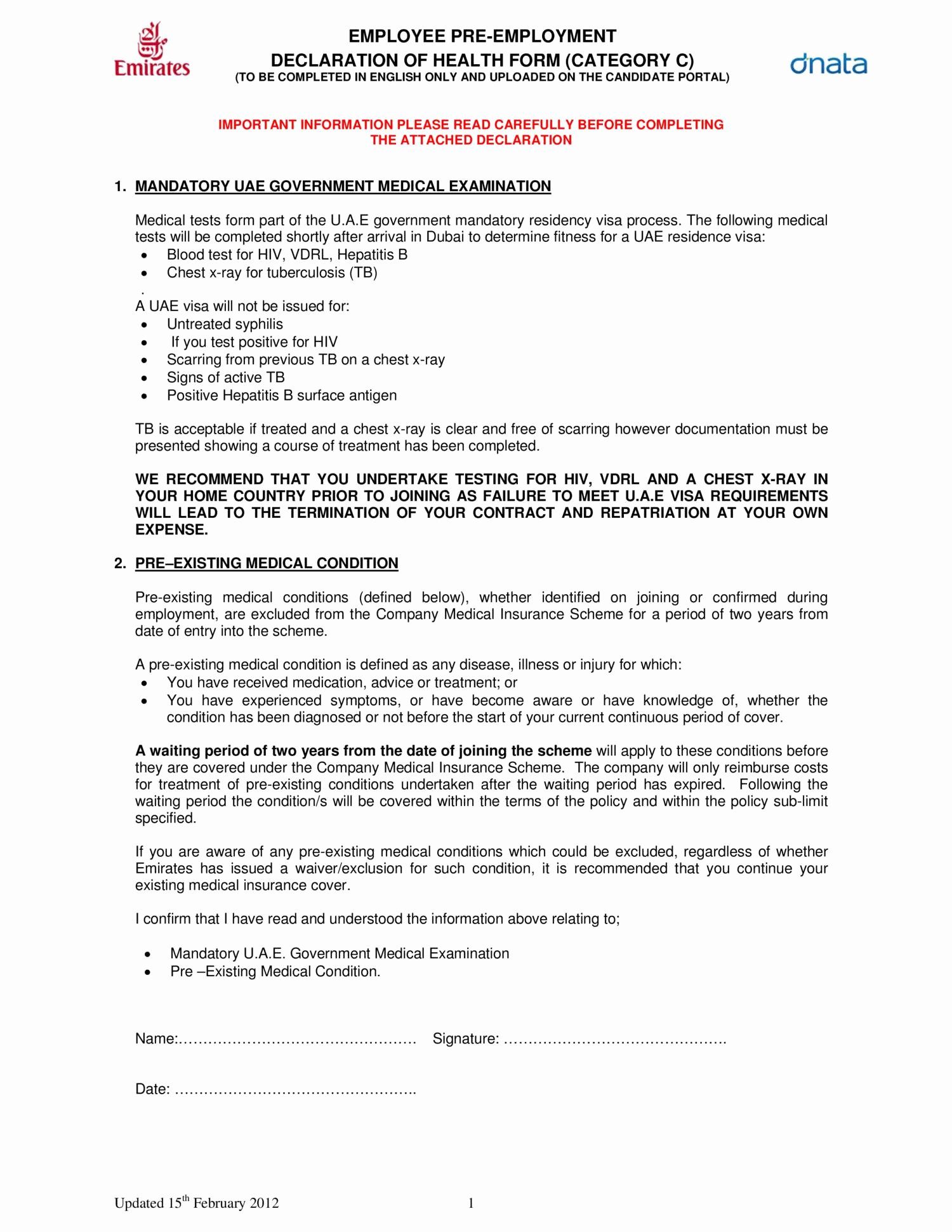 Pre Employment Physical form Template Inspirational Pre Employment Medical form – Medical form Templates