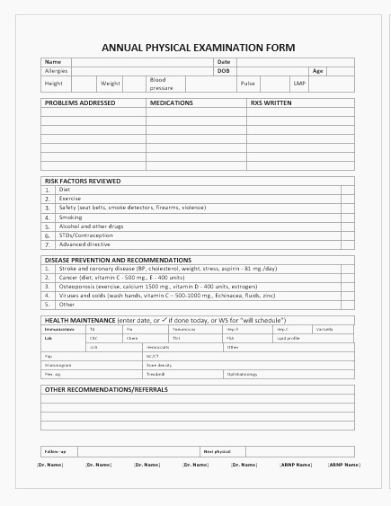 Pre Employment Physical form Template Lovely Best Geeky Printable Annual Physical Exam form