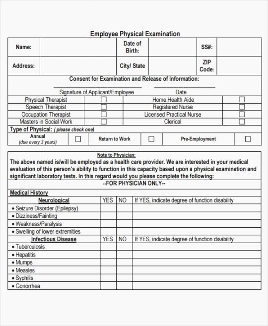 Pre Employment Physical form Template Luxury Best Geeky Printable Annual Physical Exam form