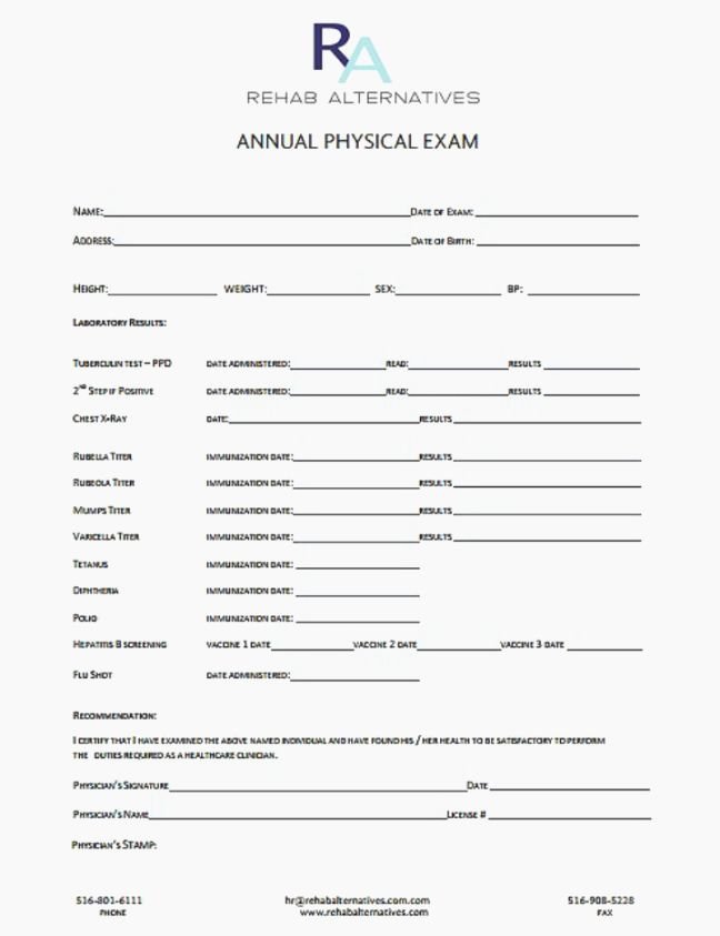 Pre Employment Physical form Template Unique Best Geeky Printable Annual Physical Exam form