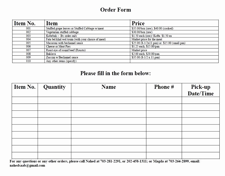 Pre order form Template Beautiful Monogram order form Template Example Food Pre order form
