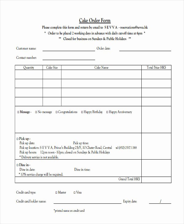 Pre order form Template Best Of 10 Cake order forms Free Samples Examples format