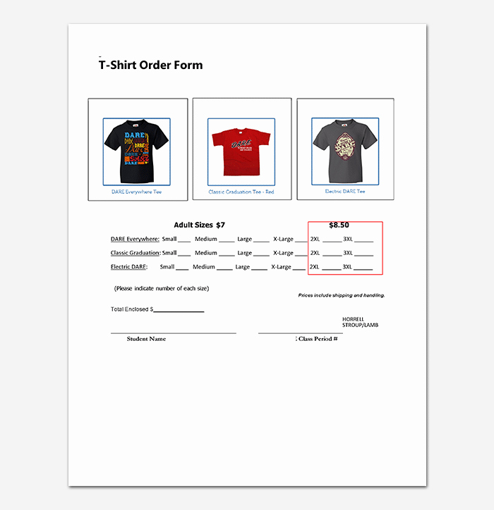 Pre order form Template New T Shirt order form Template 17 Word Excel Pdf