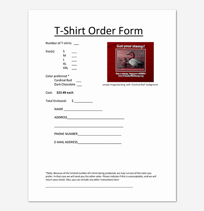 Pre order form Template Unique T Shirt order form Template 17 Word Excel Pdf