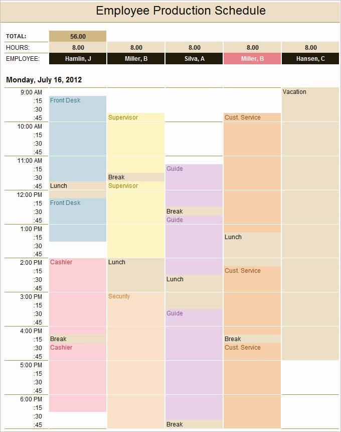 production schedule template