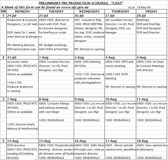 Pre Production Schedule Template Awesome 6 Free Production Shift Schedule Templates In Ms Word and