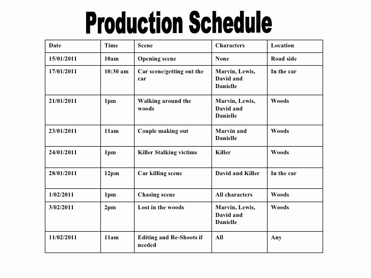 Pre Production Schedule Template Elegant Production Schedule