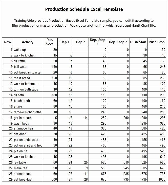 Pre Production Schedule Template Fresh Production Schedule Template