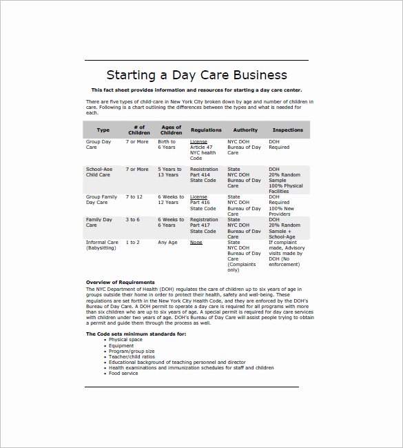 Preschool Business Plan Template Best Of Daycare Business Plan Template 14 Free Word Excel Pdf