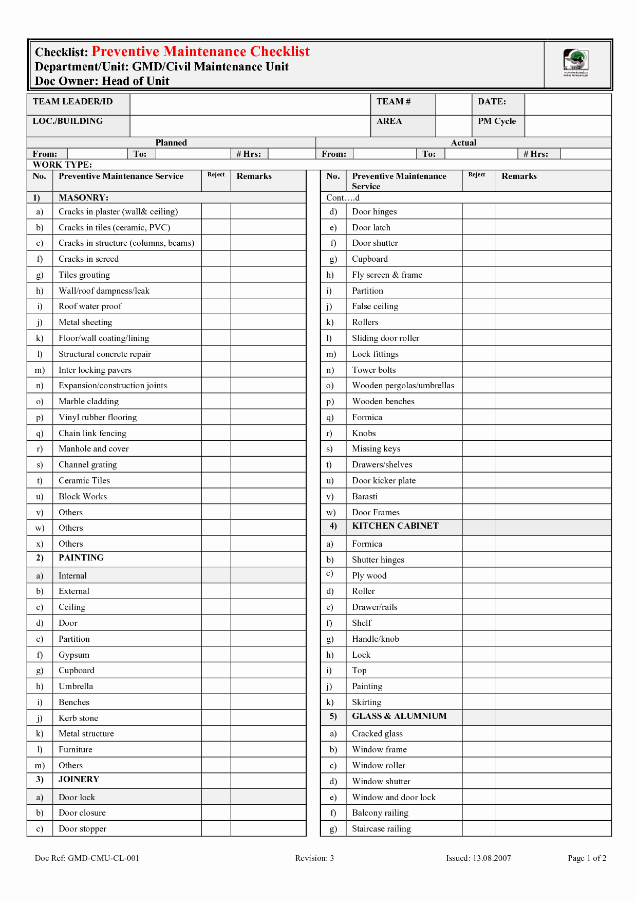 Preventive Maintenance form Template Fresh Preventative Maintenance Checklist for Apartments