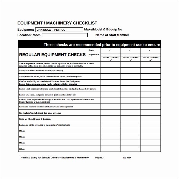 Preventive Maintenance form Template Lovely 17 Maintenance Checklist Templates – Pdf Word Pages