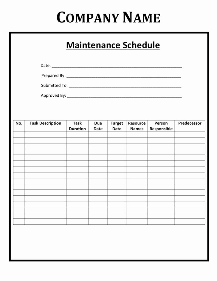 Preventive Maintenance form Template Luxury 29 Preventive Maintenance Schedule Templates Free Download