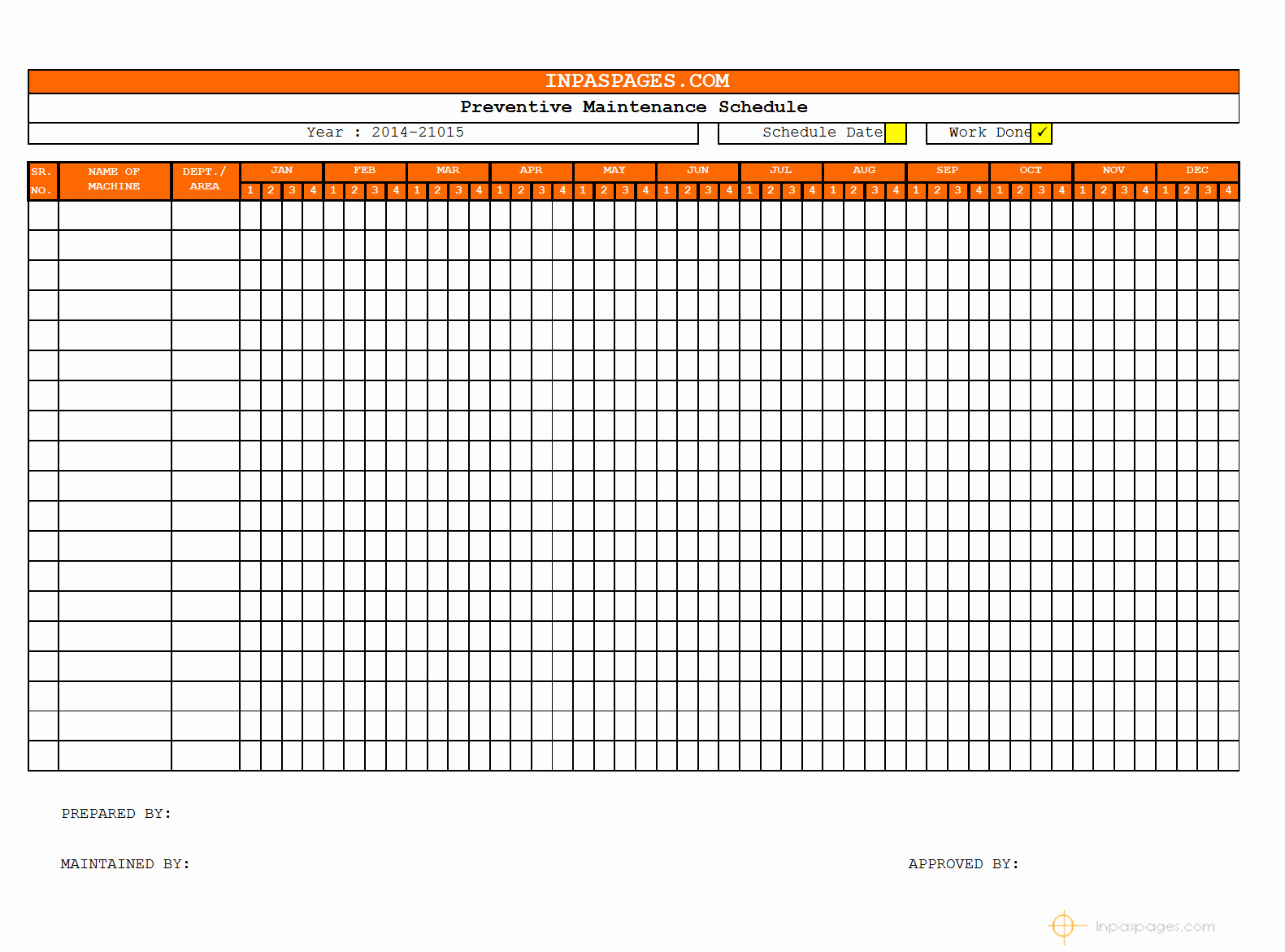 Preventive Maintenance form Template New Maintenance Schedule Template