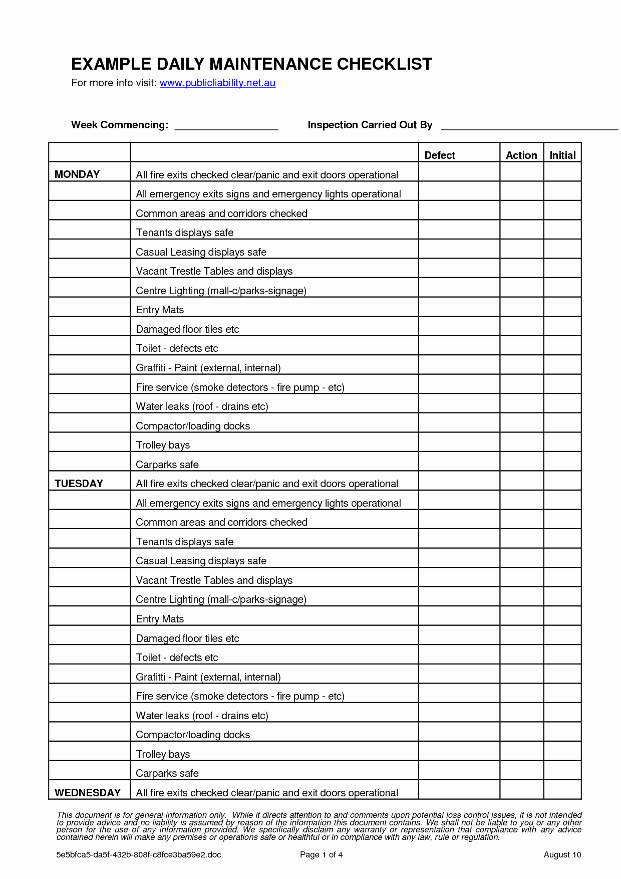 Preventive Maintenance form Template New Preventative Maintenance Checklist for Apartments