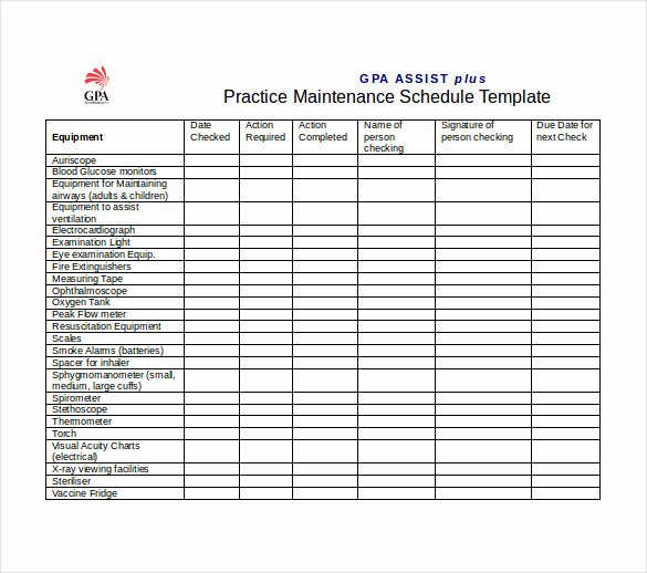 Preventive Maintenance Schedule Template Excel Beautiful Preventive Maintenance Schedule Template Excel