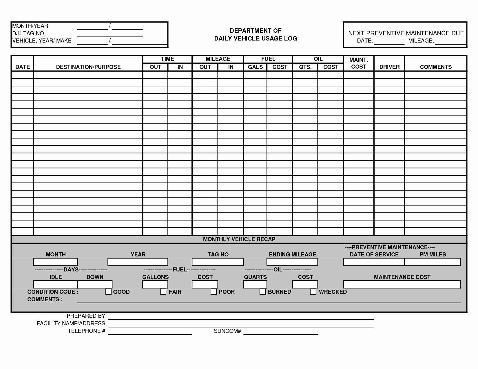 Preventive Maintenance Schedule Template Excel Beautiful Vehicle Maintenance Schedule Template Excel – Printable